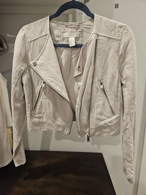 H&M Natural Women's Moto Jacket with Zip Pockets
